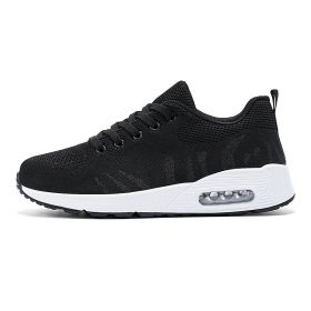 Large size new flying woven fashion casual sports women's shoes shaking shoes heightening shoes trend women's shoes (Color: Black, size: 42)