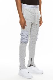 Heathered Cotton Blend Joggers (Color: GREY, size: S)