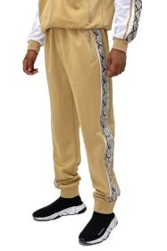 Weiv Mens Snake Side Tape Jogger Pants (Color: Khaki, size: L)