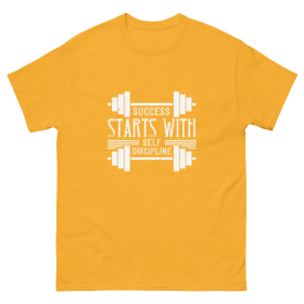 T-shirt Success Start with self discipline (Color: Yellow, size: L)