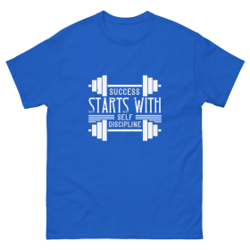 T-shirt Success Start with self discipline (Color: Blue, size: M)