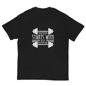 T-shirt Success Start with self discipline (Color: Black, size: L)